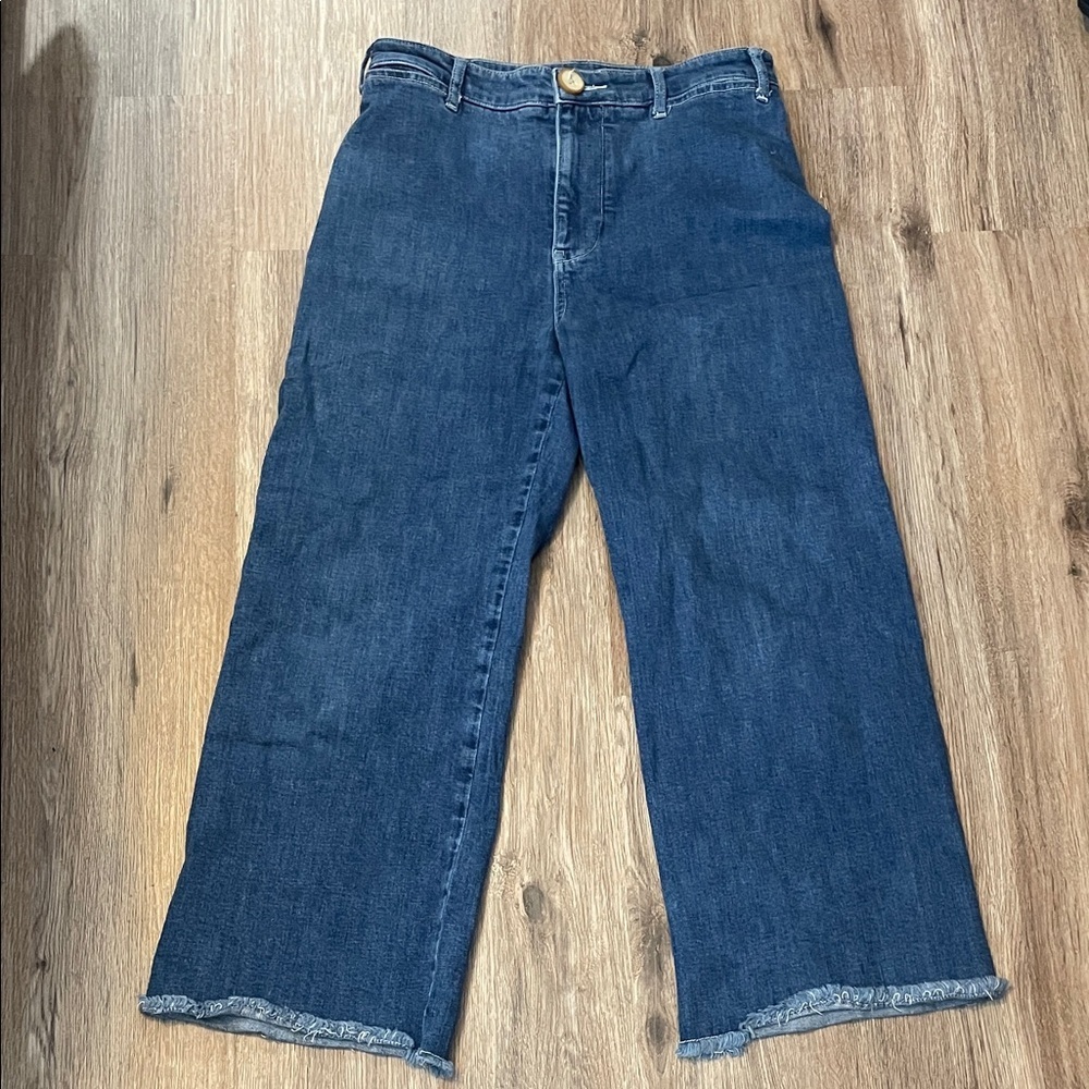 Pilcro Anthropologie Revolve Raw Hem Denim Wide-Leg Cropped Jeans size 28 - Picture 2 of 6